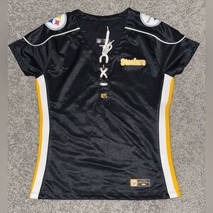 Pittsburgh Steelers Black Lace-Up Women's Jersey-Medium